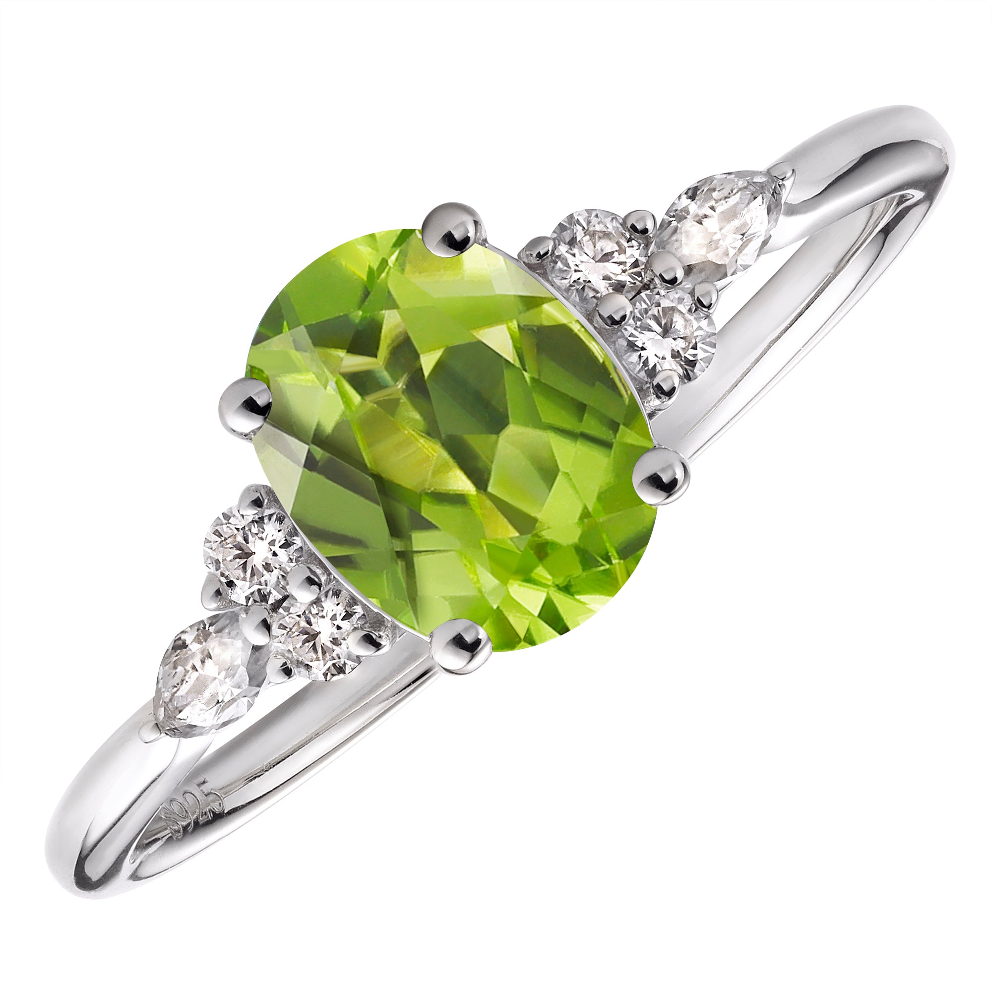 Vintage Peridot Engagement outlets Ring, Genuine Peridot Ring, Oval Shaped White Gold Diamond Wedding Ring, Promise Ring, Thanksgiving Gifts