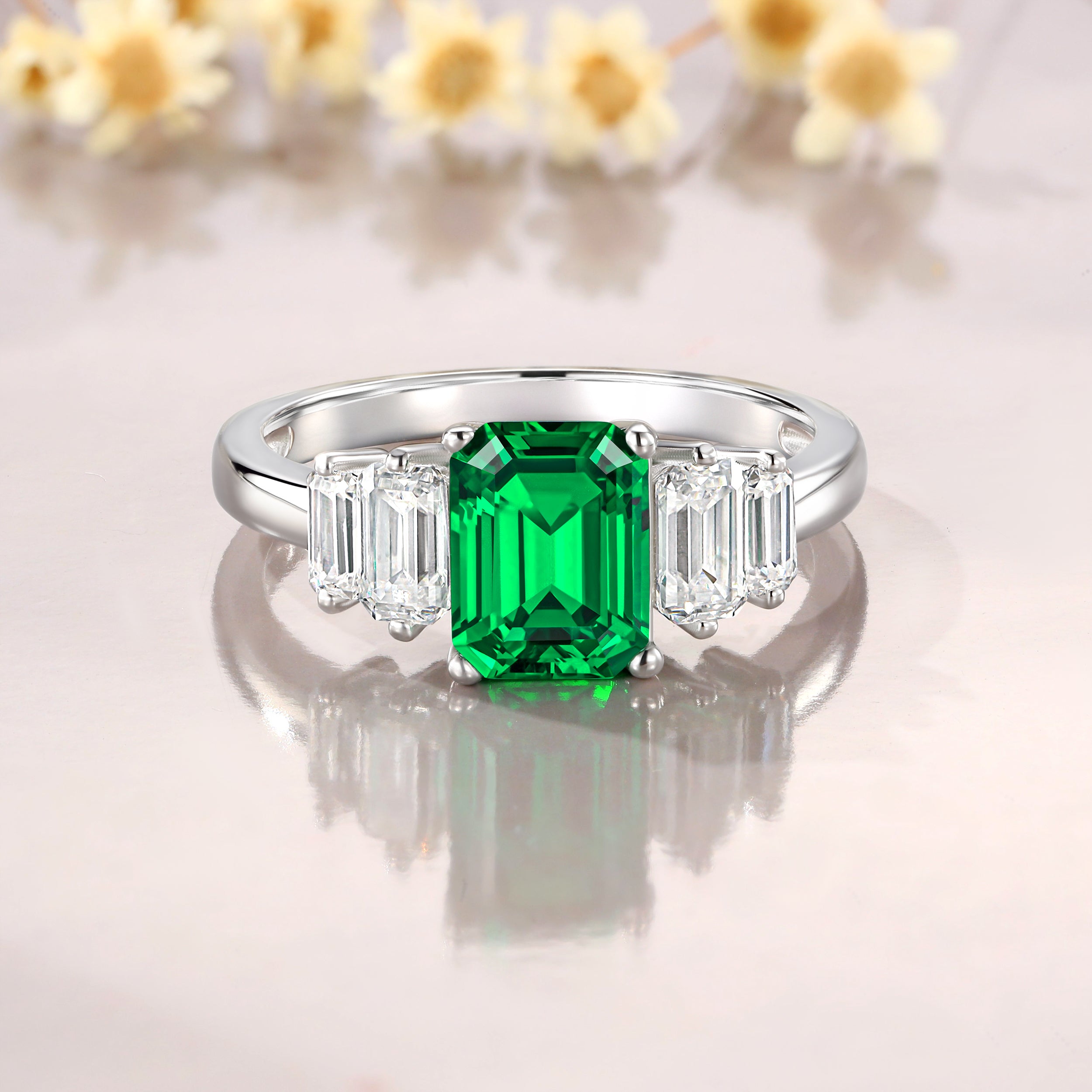 vintage Emerald cut engagement ring Tsavorite Ring Vintage Tsavorite Ring Silver birthstone ring Promise ring gift for her mother day gift for her