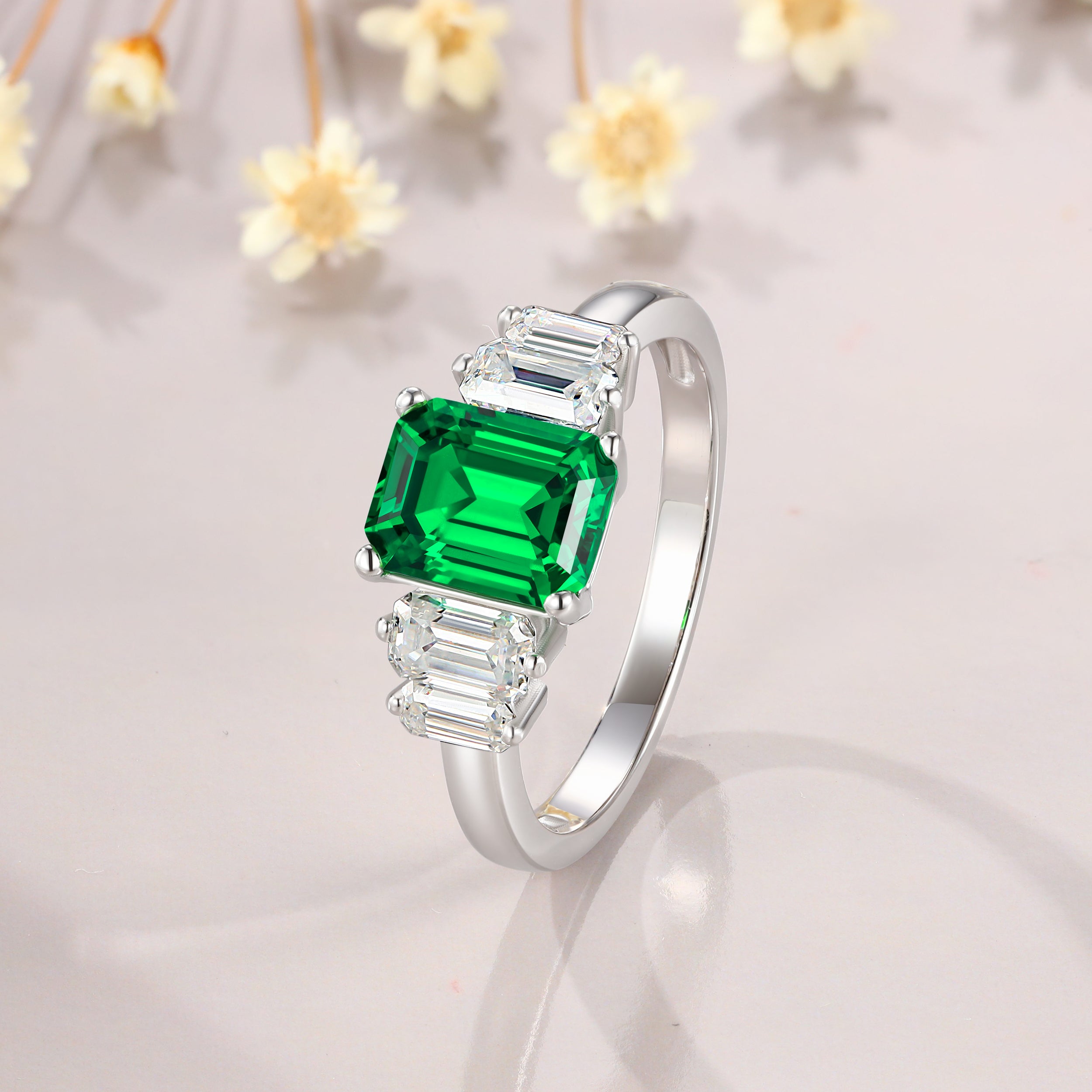 vintage Emerald cut engagement ring Tsavorite Ring Vintage Tsavorite Ring Silver birthstone ring Promise ring gift for her mother day gift for her