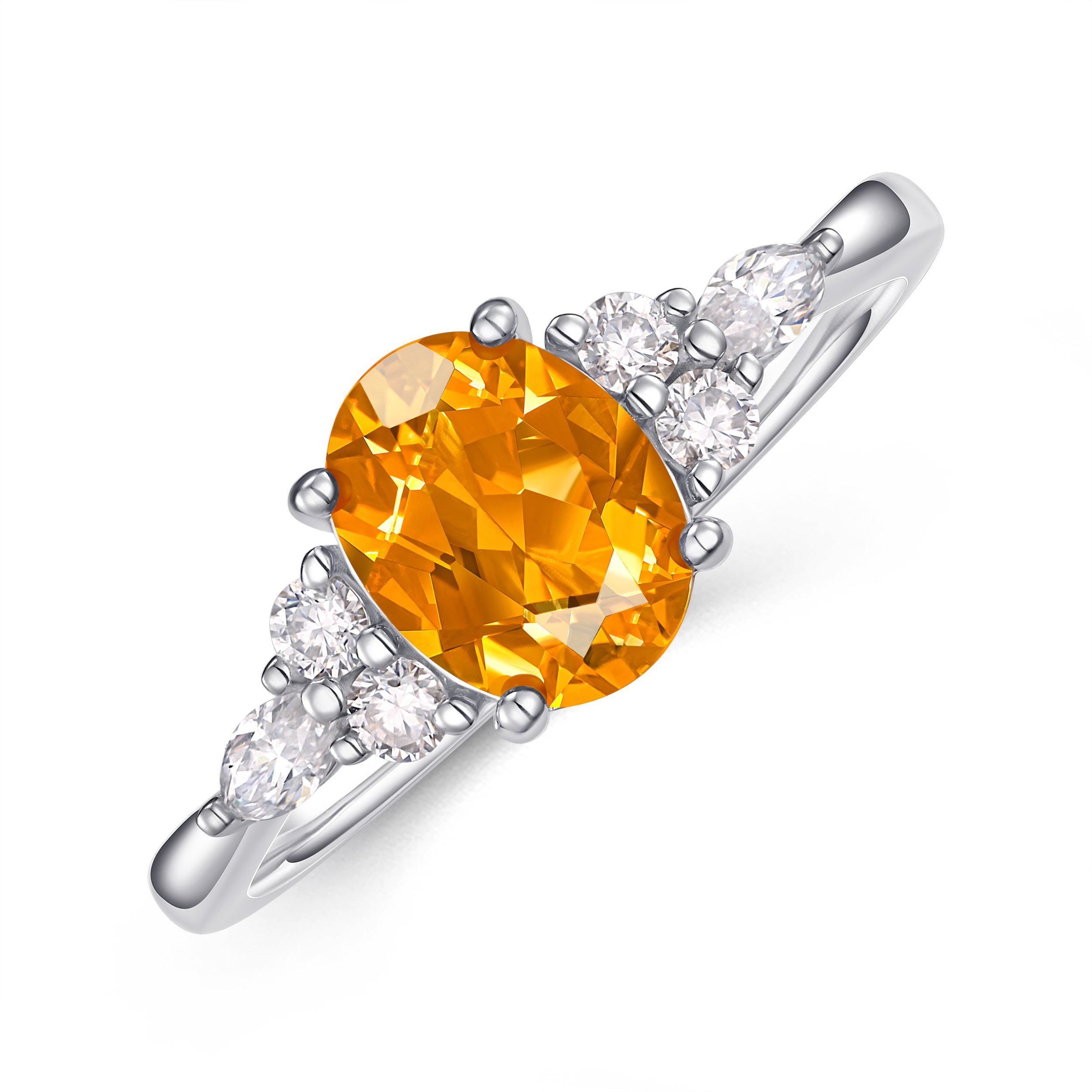 Ring for Scorpio Sagittarius, 6x8mm 1 1/2ct Citrine Oval Cut Ring, Moissanite Ring, Nov. Birthstone, Engagement Ring for Women, Gift for Her