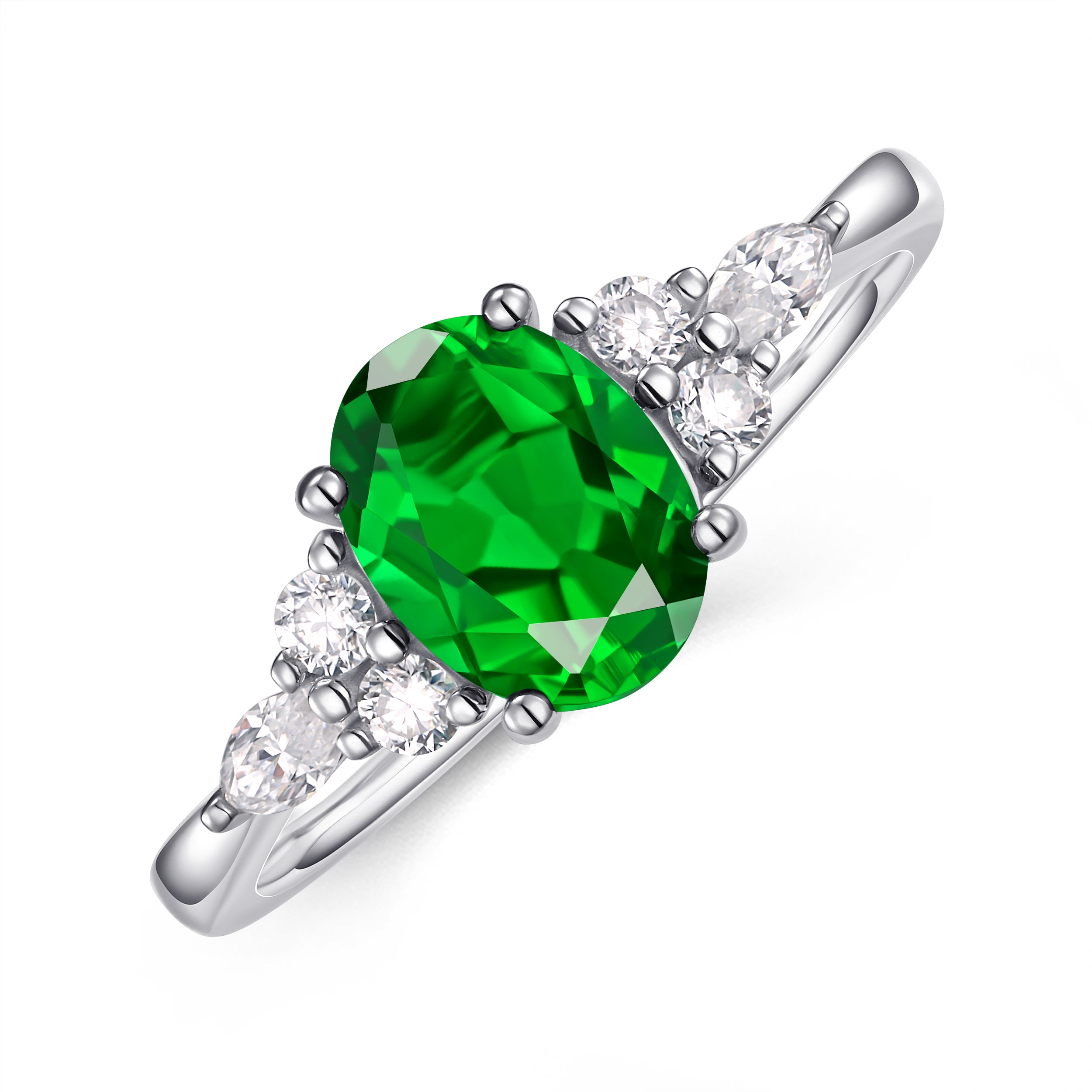 Ring for Taurus Gemini, Dainty 6x8mm 1 1/2ct Emerald Oval Cut Ring, Moissanite Ring, May Birthstone, Engagement Ring for Women, Gift for Her