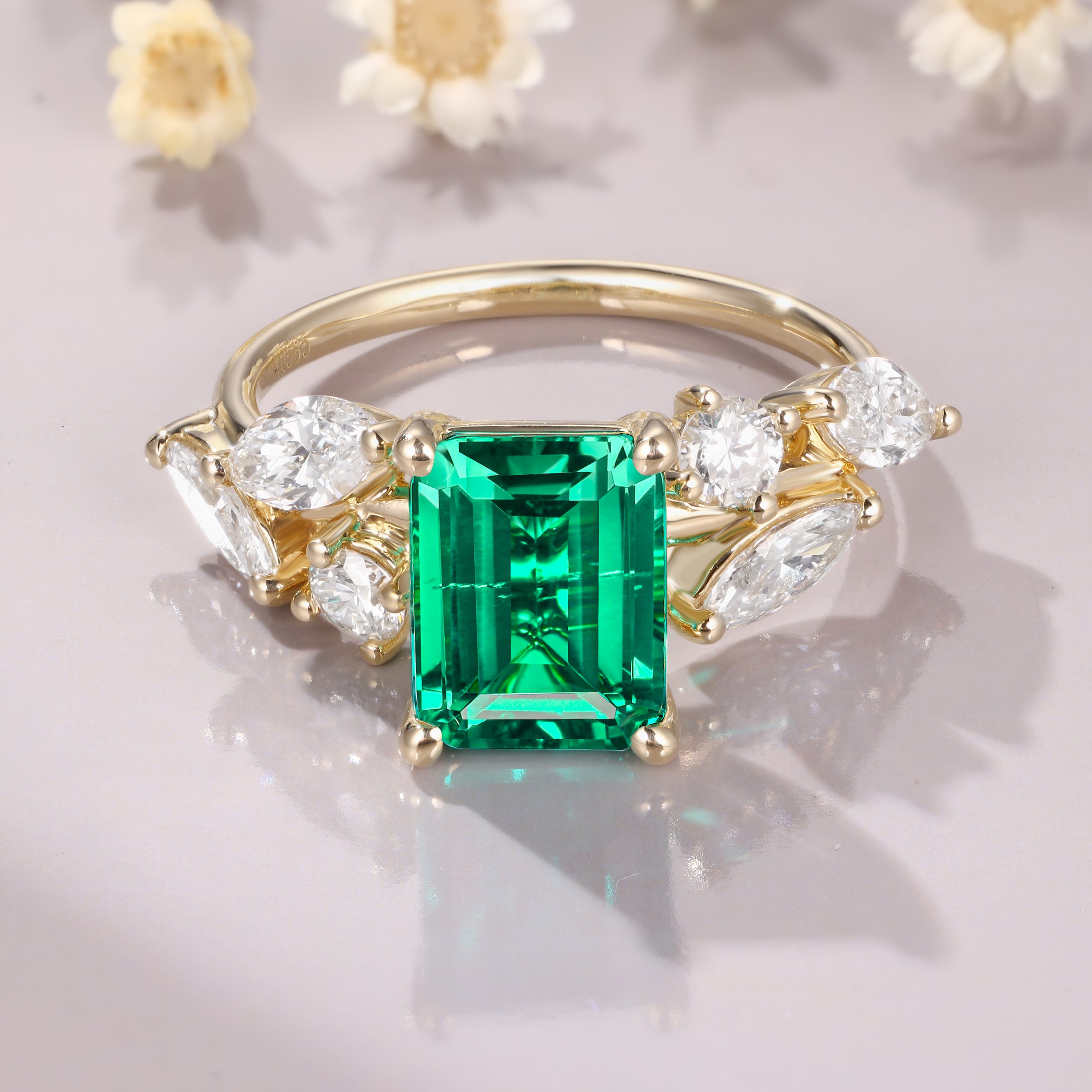 vintage Emerald engagement ring emerald Ring Vintage Emerald Ring Silver birthstone ring Promise ring gift for her mother day gift for her