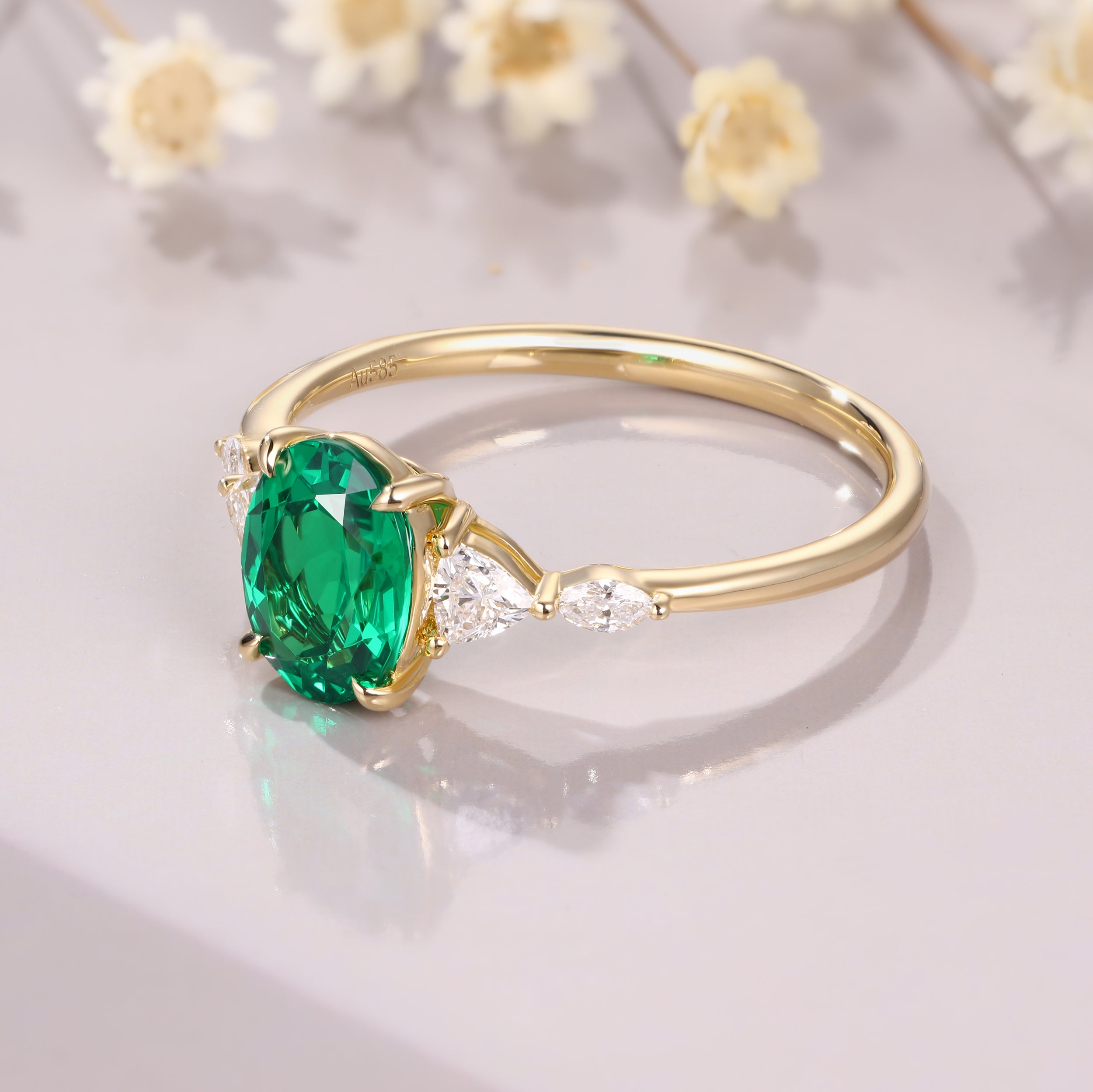 Vintage Tsavorite Engagement Ring Art Deco Wedding Promise Ring Unique Cluster Ring For Women Green Gemstone Ring Anniversary Gift For Her