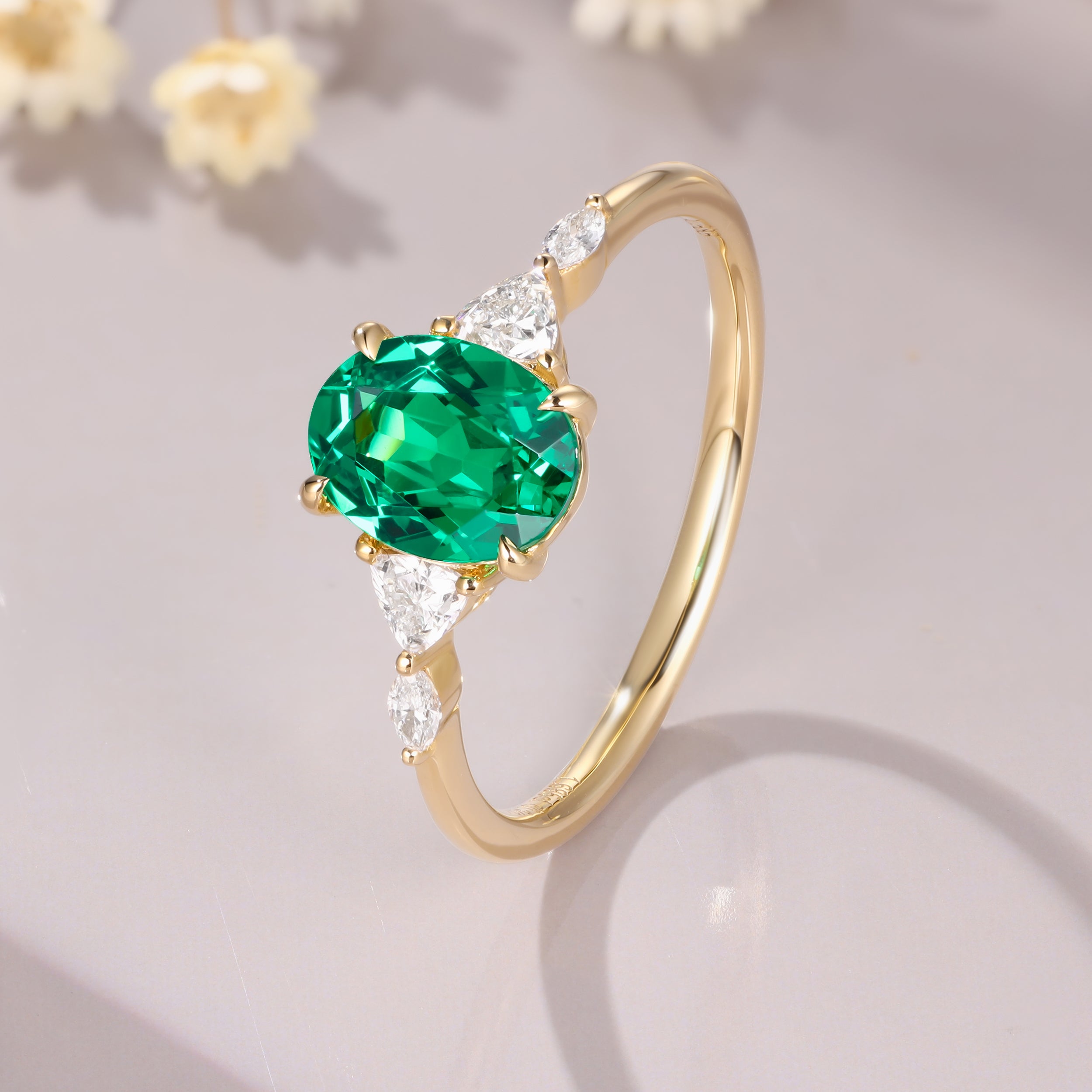 Vintage Tsavorite Engagement Ring Art Deco Wedding Promise Ring Unique Cluster Ring For Women Green Gemstone Ring Anniversary Gift For Her